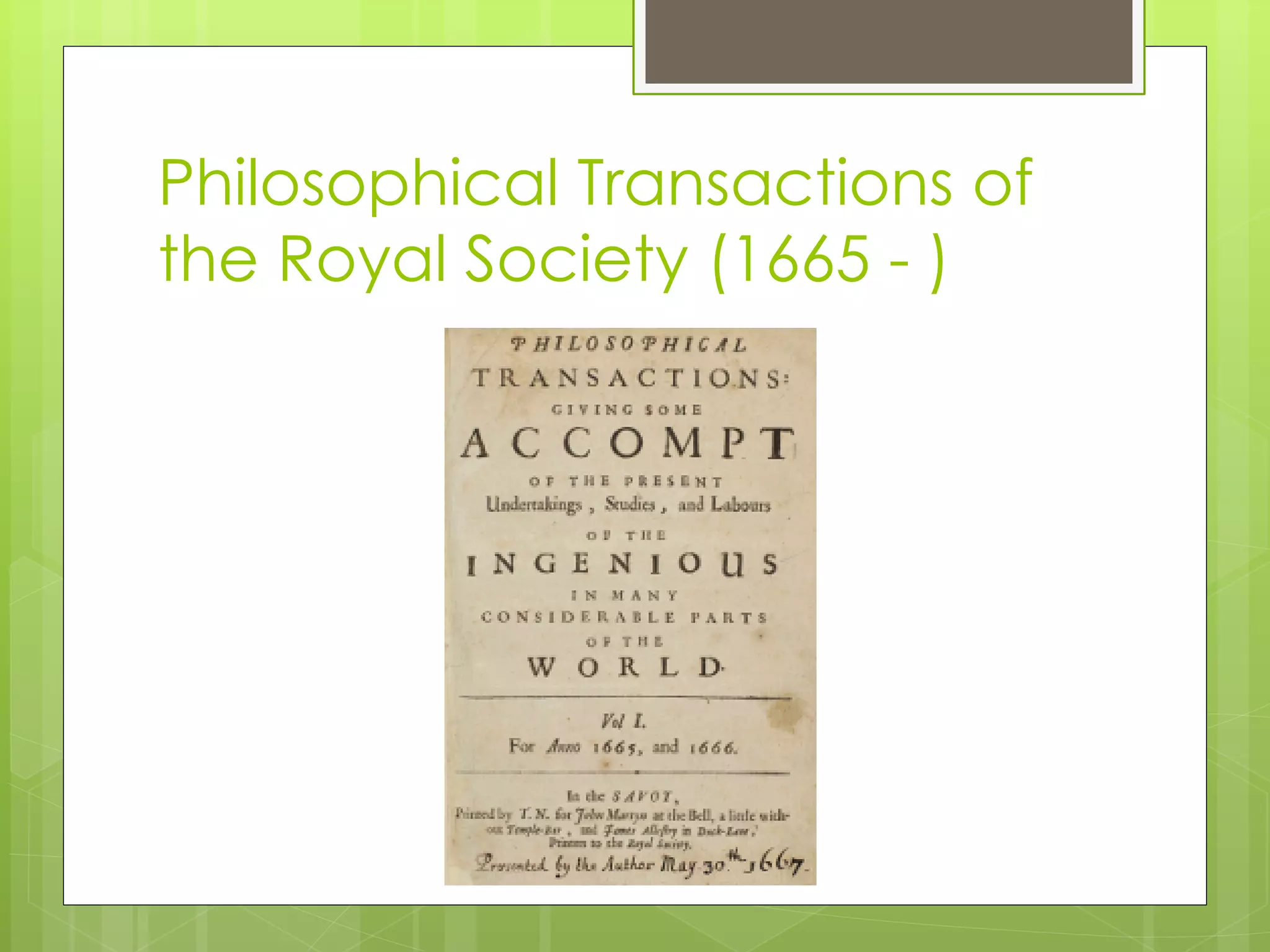 Philosophical Transactions of the Royal Society (1665 - )  