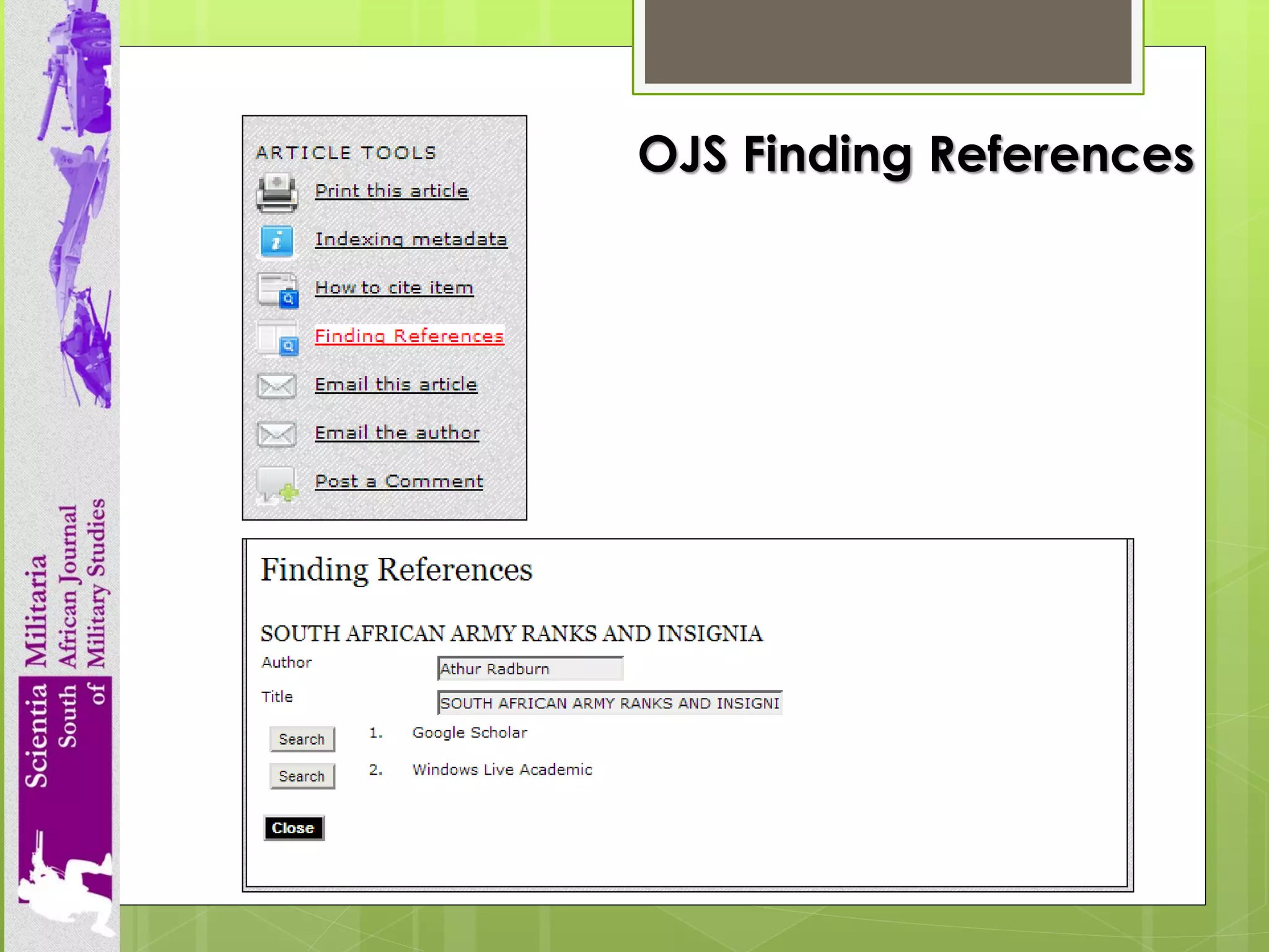 OJS Finding References  