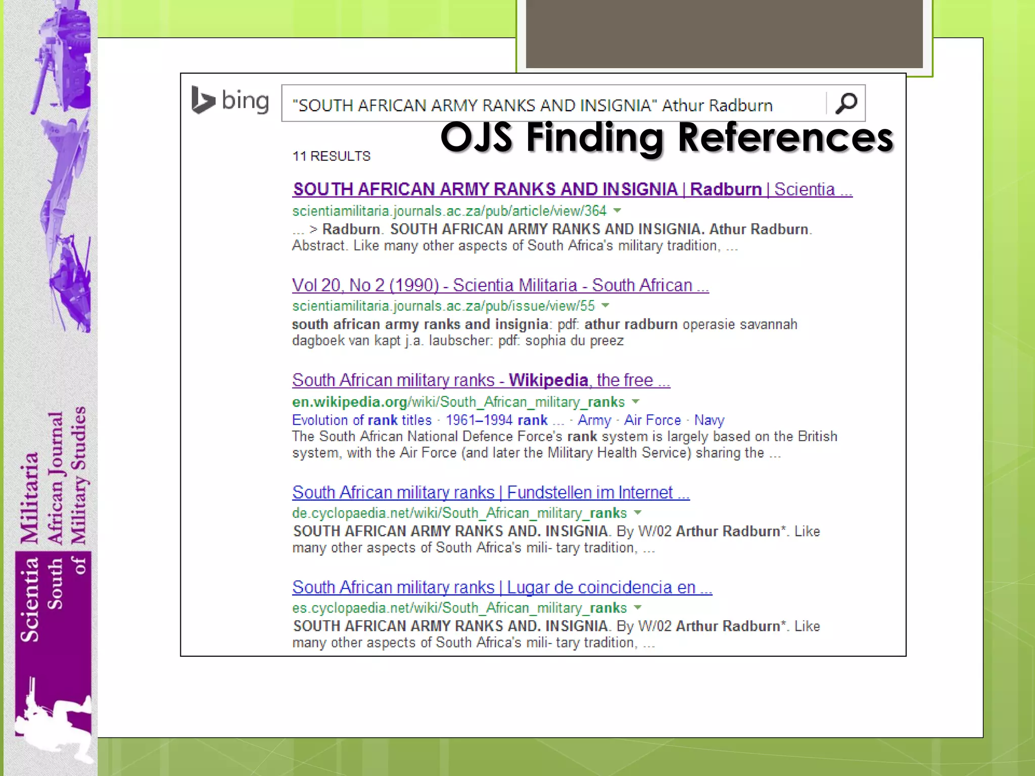 OJS Finding References  