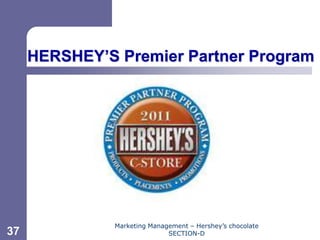 Chapter 11




     HERSHEY’S Premier Partner Program




               Marketing Management – Hershey’s chocolate
37                            SECTION-D
 