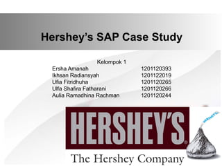 Hershey’s SAP Case Study
Kelompok 1
Ersha Amanah 1201120393
Ikhsan Radiansyah 1201122019
Ufia Fitridhuha 1201120265
Ulfa Shafira Fatharani 1201120266
Aulia Ramadhina Rachman 1201120244
 