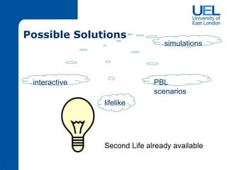 Possible Solutions lifelike simulations PBL scenarios interactive J 