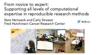 From novice to expert:
Supporting all levels of computational
expertise in reproducible research methods
Kate Hertweck and Carly Strasser
Fred Hutchinson Cancer Research Center
@k8hert
 
