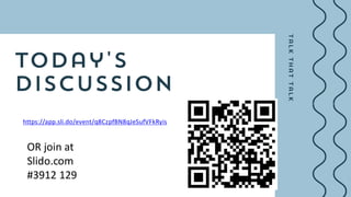 https://app.sli.do/event/q8CzpfBN8qJeSufVFkRyis
OR join at
Slido.com
#3912 129
 