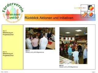 N.Hinz – Elterninfo  Rückblick Aktionen und Initiativen  Bild 31 Mitwirkung an  Projektwochen Bild 32 Mitwirkung an Projektwochen Bild 31 Wasser,Licht,Luft & Magnetismus Bild 32 Wasser,Licht,Luft & Magnetismus 