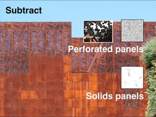 Perforated panels
Solids panels
Subtract
 