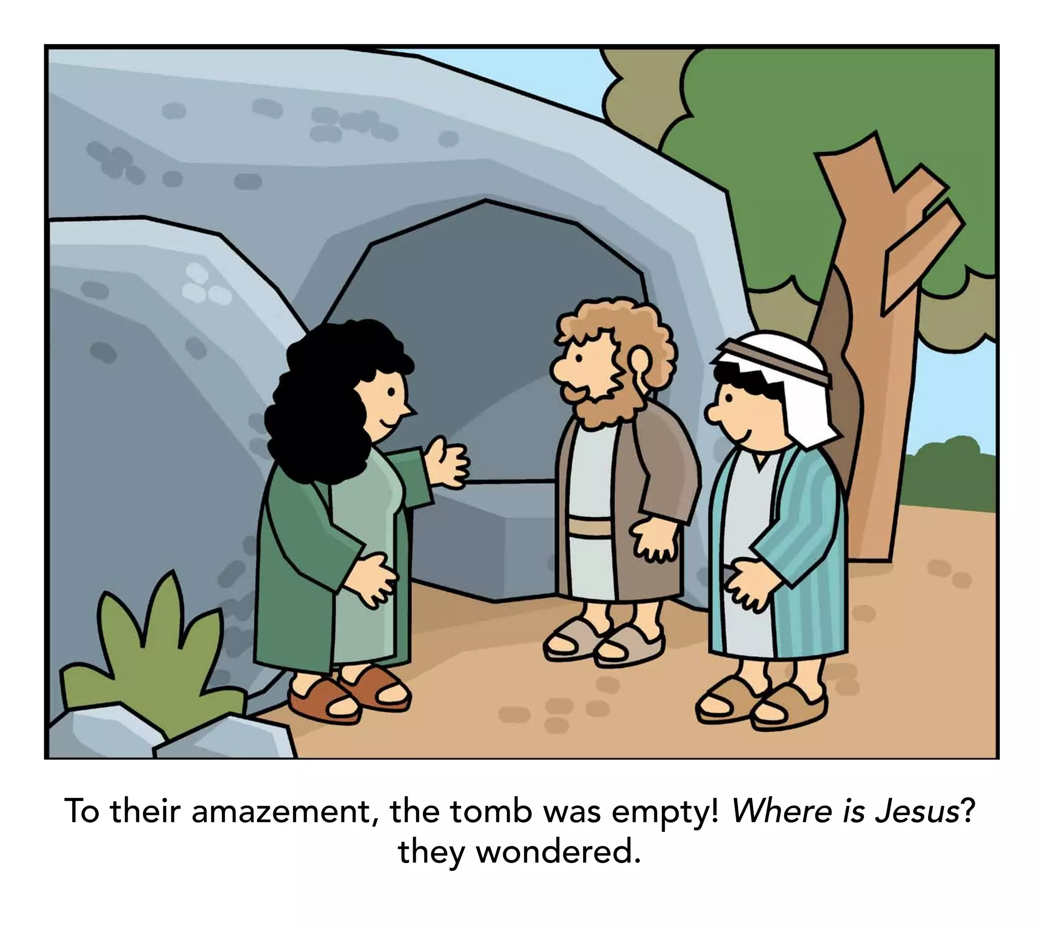 To their amazement, the tomb was empty! Where is Jesus?
                     they wondered.
 