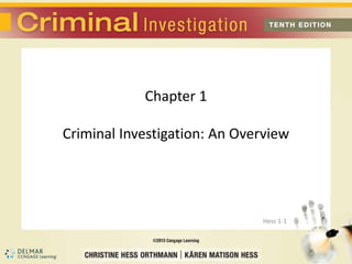 Chapter 1 
Criminal Investigation: An Overview 
Hess 1-1 
 