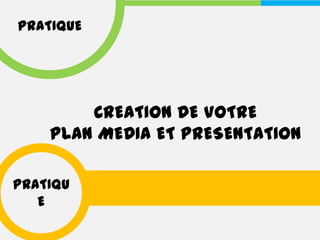 PRATIQUE




        CREATION DE VOTRE
    PLAN MEDIA ET PRESENTATION

PRATIQU
   E
 