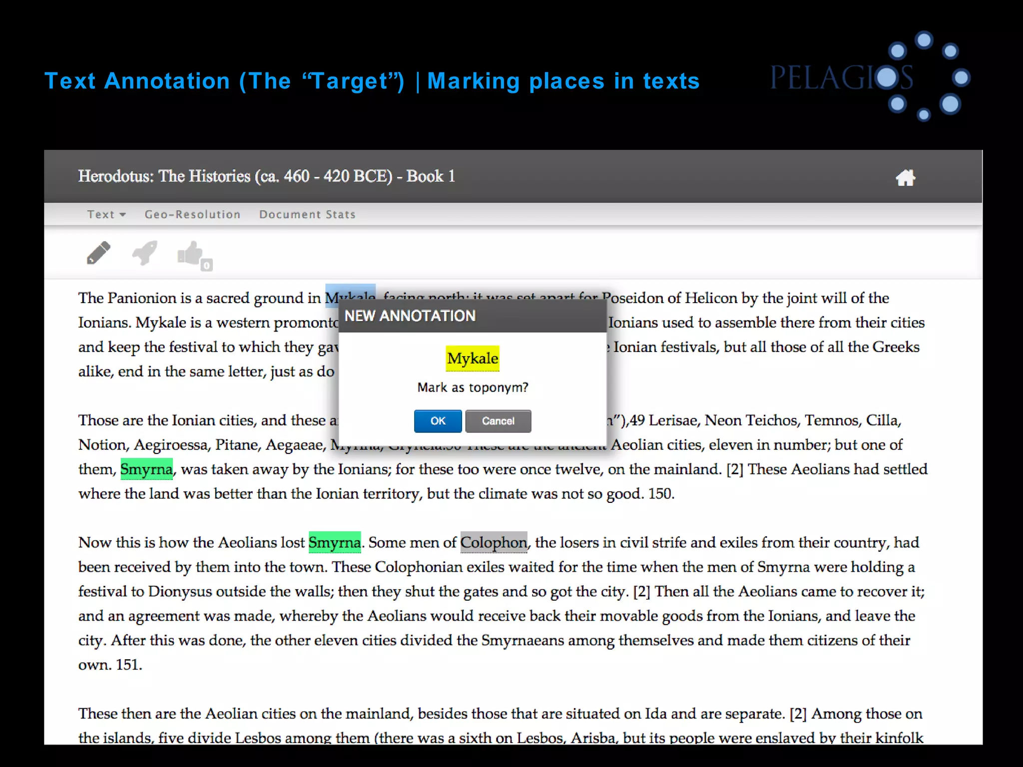 Text Annotation (The “Target”) | Marking places in texts
 