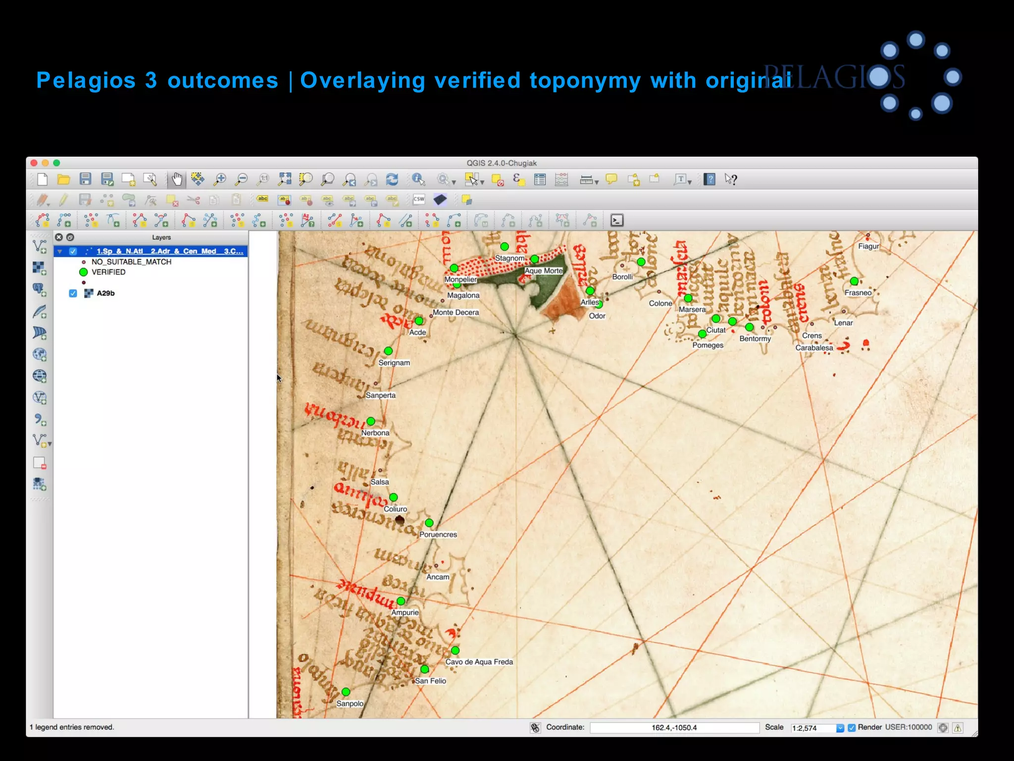 Pelagios 3 outcomes | Overlaying verified toponymy with original
 