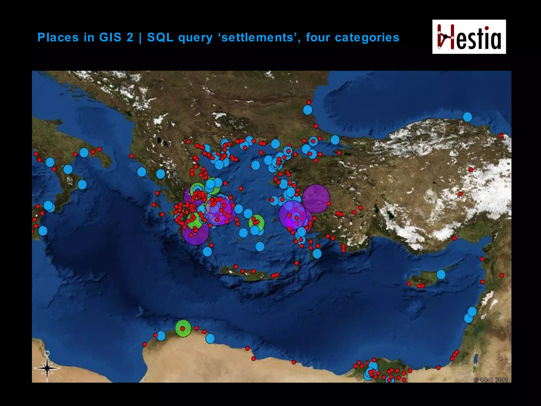 Places in GIS 2 | SQL query ‘settlements’, four categories
 