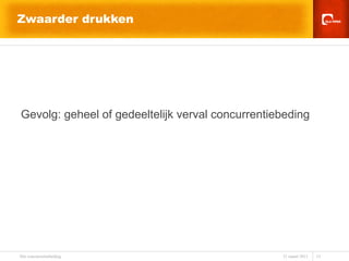 Zwaarder drukken Gevolg: geheel of gedeeltelijk verval concurrentiebeding   