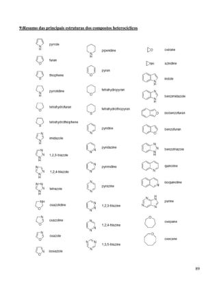 9)Resumo das principais estruturas dos compostos heterocíclicos




                                                                  89
 