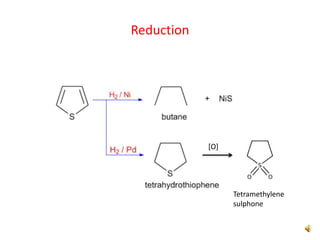 Reduction
[O]
Tetramethylene
sulphone
 
