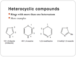 Heterocyclic compounds
Rings with more than one heteroatom
More examples
 