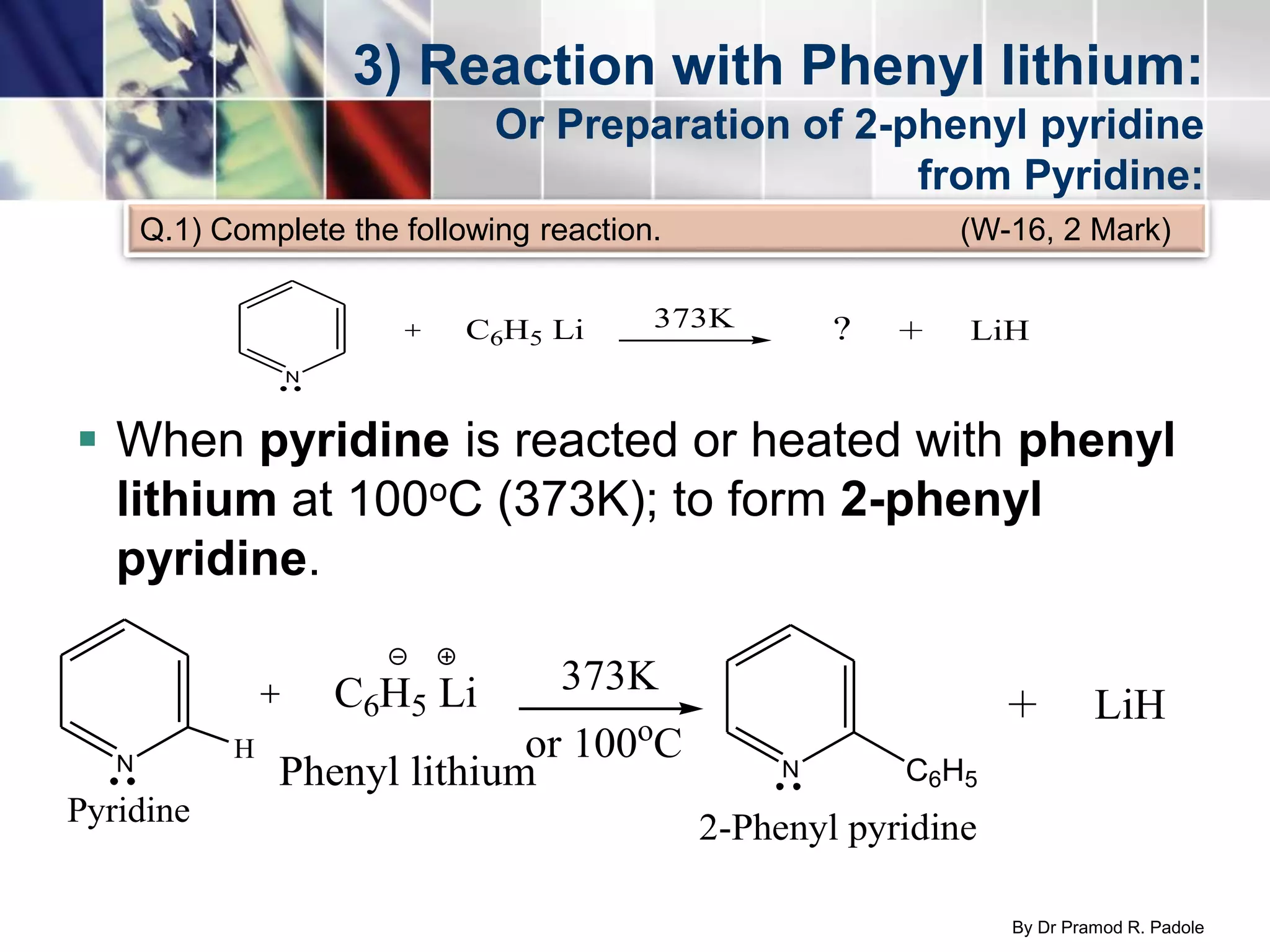 Heterocyclic Compounds Part-IV (Pyridine) by Dr Pramod R Padole | PPTX