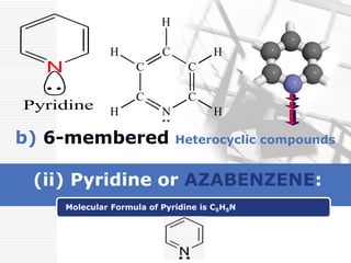Heterocyclic Compounds Part-IV (Pyridine) by Dr Pramod R Padole | PPTX