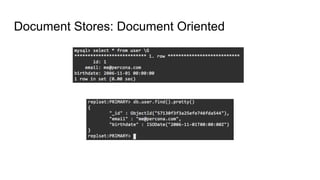 Document Stores: Document Oriented
 