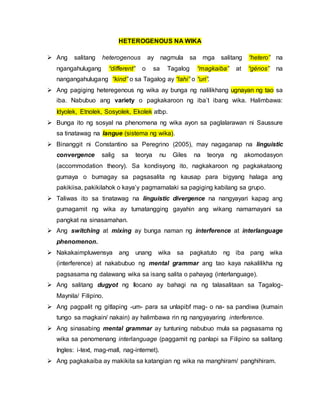 Heterogenous na Wika (report in FIL 106) | DOCX