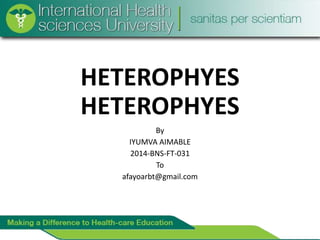 HETEROPHYES
HETEROPHYES
By
IYUMVA AIMABLE
2014-BNS-FT-031
To
afayoarbt@gmail.com
 