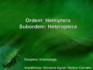 Disciplina: Entomologia
Acadêmicos: Giovanne Aguiar; Naykon Carvalho
 
