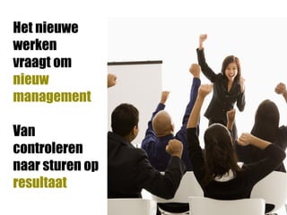 Het nieuwe
werken
vraagt om
nieuw
management

Van
controleren
naar sturen op
resultaat
 
