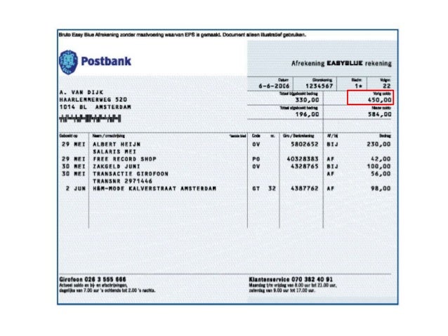 Het rekeningafschrift