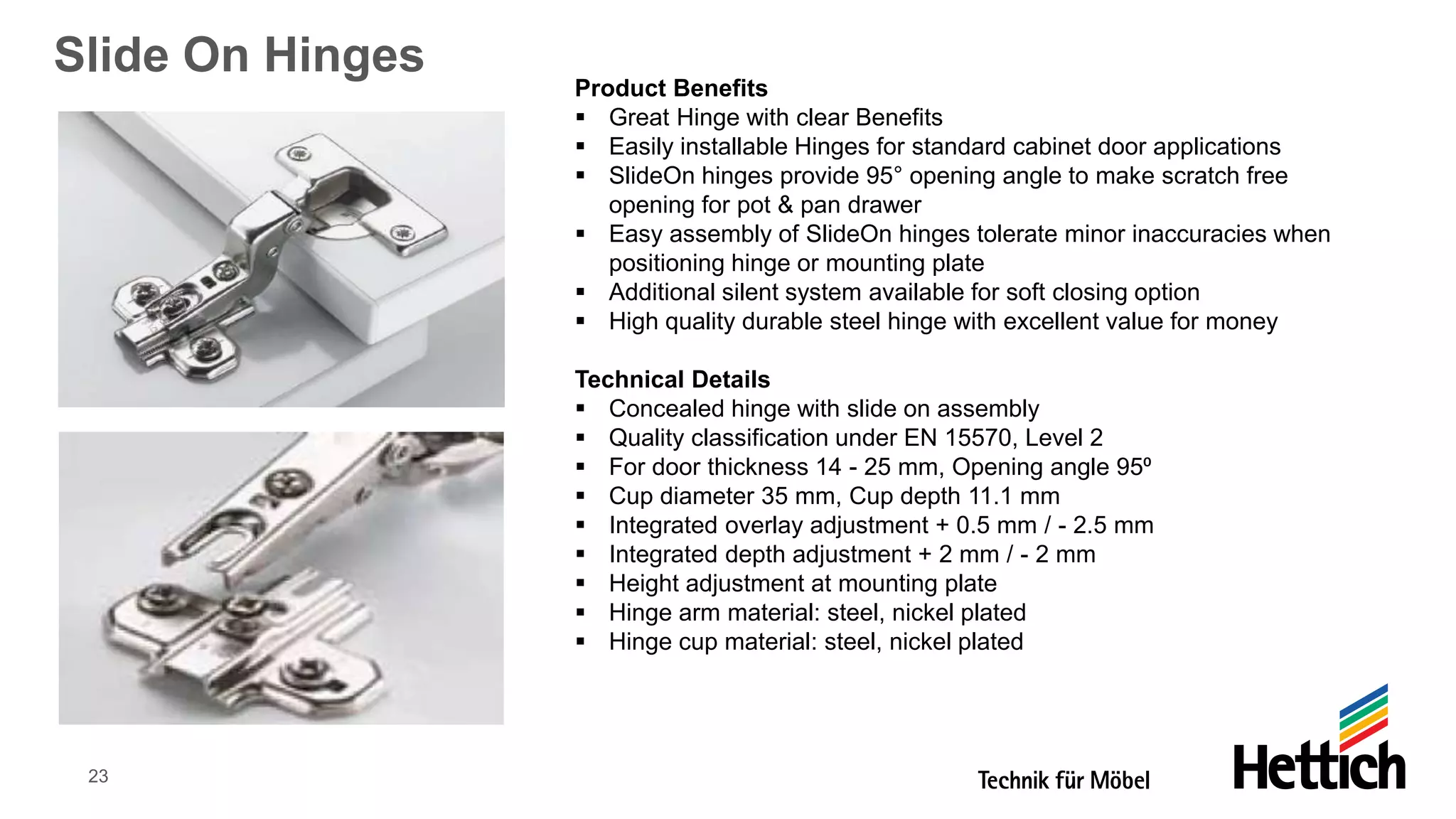 Hettich Hinges Product Range PDF