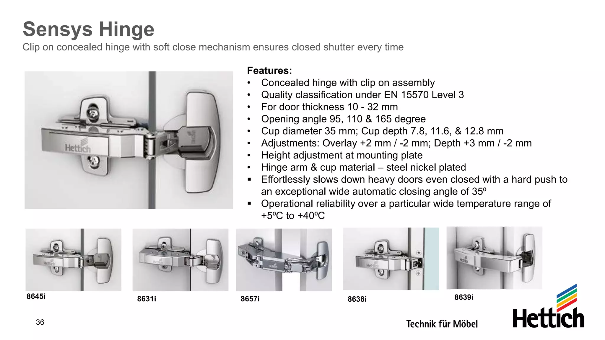 Hettich Hinges Product Range PDF