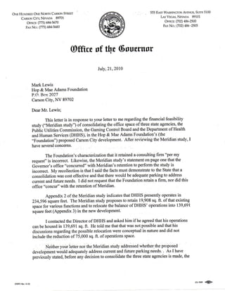 Letter from Nevada Governor's office 