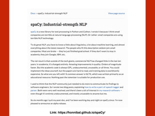 Link: https://honnibal.github.io/spaCy/
 