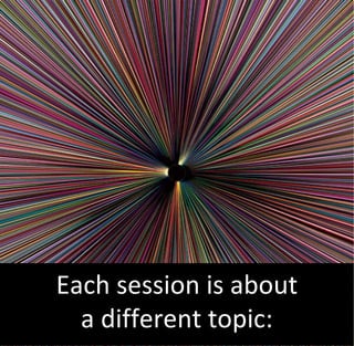 Each session is about
  a different topic:
 