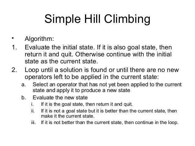 hill climbing algorithm in artificial intelligence with example ppt