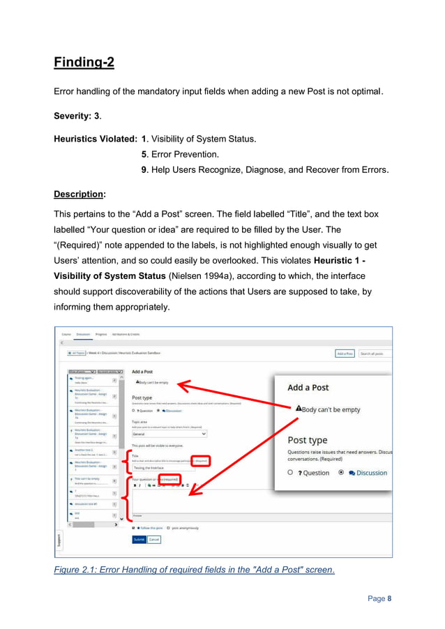 Heuristic Evaluation based on Nielsen's 10 Usability Heuristics