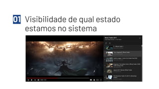 Visibilidade de qual estado
estamos no sistema
01
 