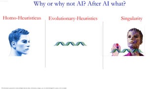 Gerard Rego
Why or why not AI? After AI what?
Homo-Heuristicus Evolutionary-Heuristics Singularity
All information presented is acknowledged and any data, information, images, etc. not acknowledged by sources is by oversight.
 
