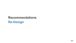 Recommendations
Re-Design
83
 