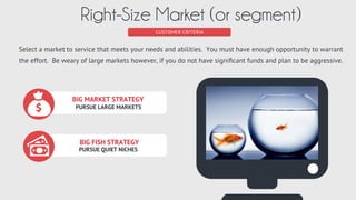 MARKET MANIPULATION
GOVERNMENT, MONOPOLIES
CHANNEL DEPENDENCE
SINGLE POINT OF FAILURE
0
5000
10000
15000
20000
25000
30000
35000
March April May June July
CUSTOMER CRITERIA
Reliable Access to Customers
A sustainable business requires control over customer supply. Don’t rely on a single marketing channel (Google
SEO). Government or monopolistic manipulation of markets can also be challenging (Online Gambling).
 