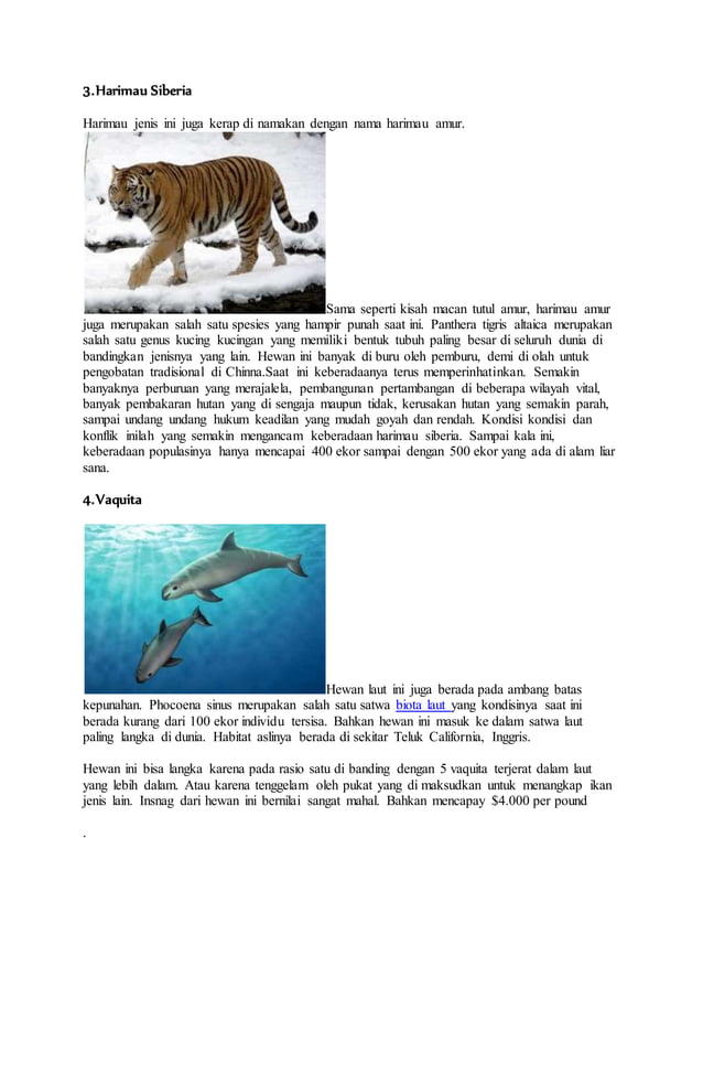 Hewan yang hampir punah | PDF