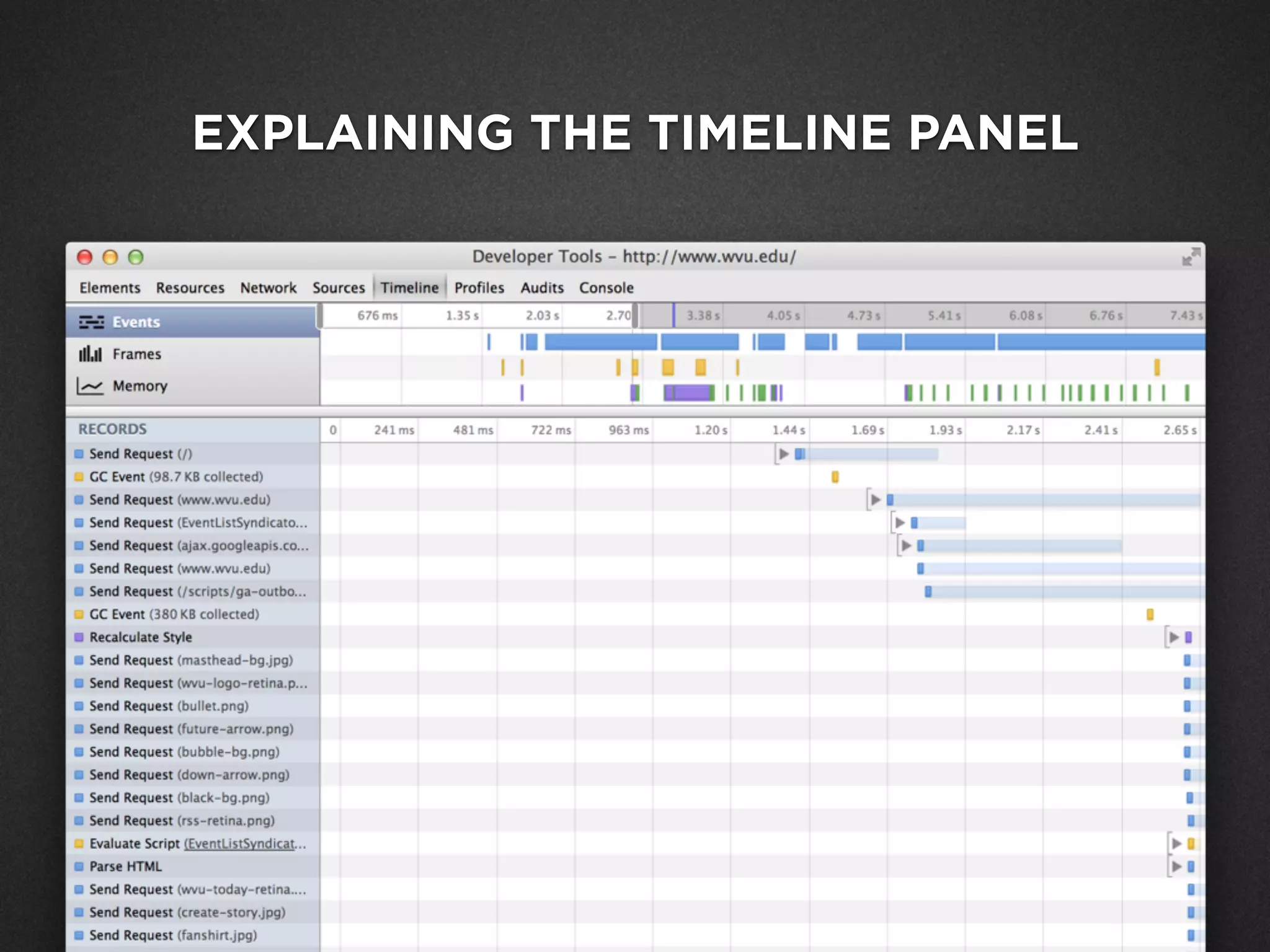 EXPLAINING THE TIMELINE PANEL
 