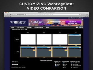 CUSTOMIZING WebPageTest:
VIDEO COMPARISON
 