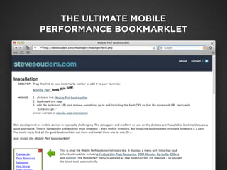 mobile bookmarklet
THE ULTIMATE MOBILE
PERFORMANCE BOOKMARKLET
 