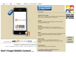Don’t Forget Mobile Content ….