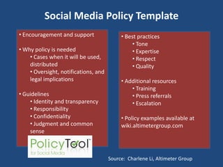 Social Media Policy Template Encouragement and support