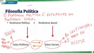 • fenômeno Político ≠ fenômeno Social
Fatos Políticos Fatos Sociais
8
 
