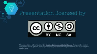 Presentation licensed by
This presentation is free to use under Creative Commons Attribution license. If you use the conte...
