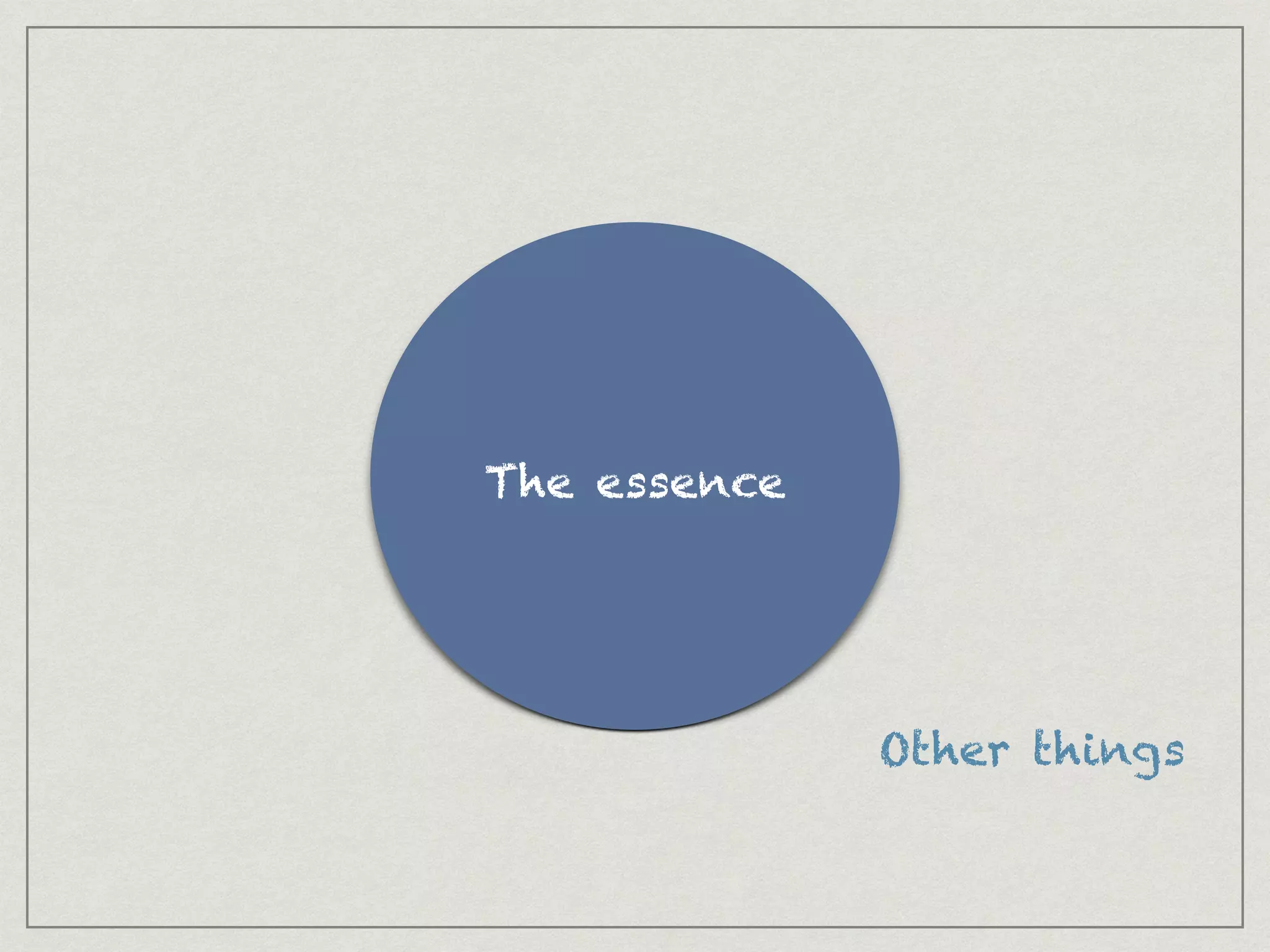 The essence
Other things
 