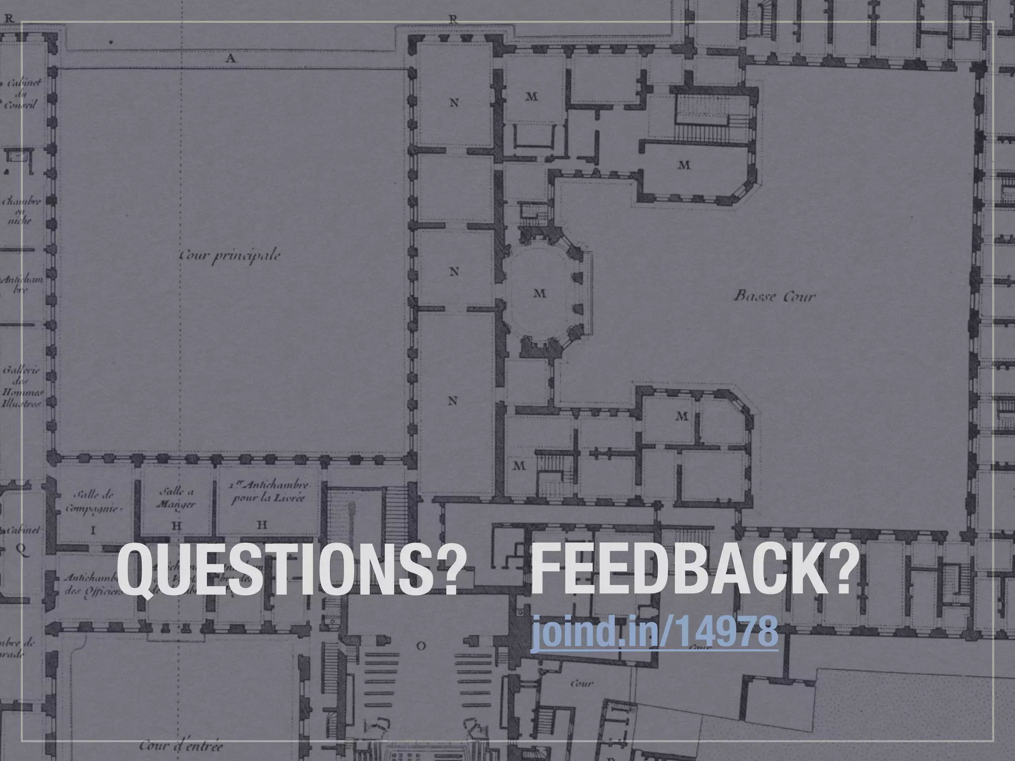 QUESTIONS?
joind.in/14978
FEEDBACK?
 