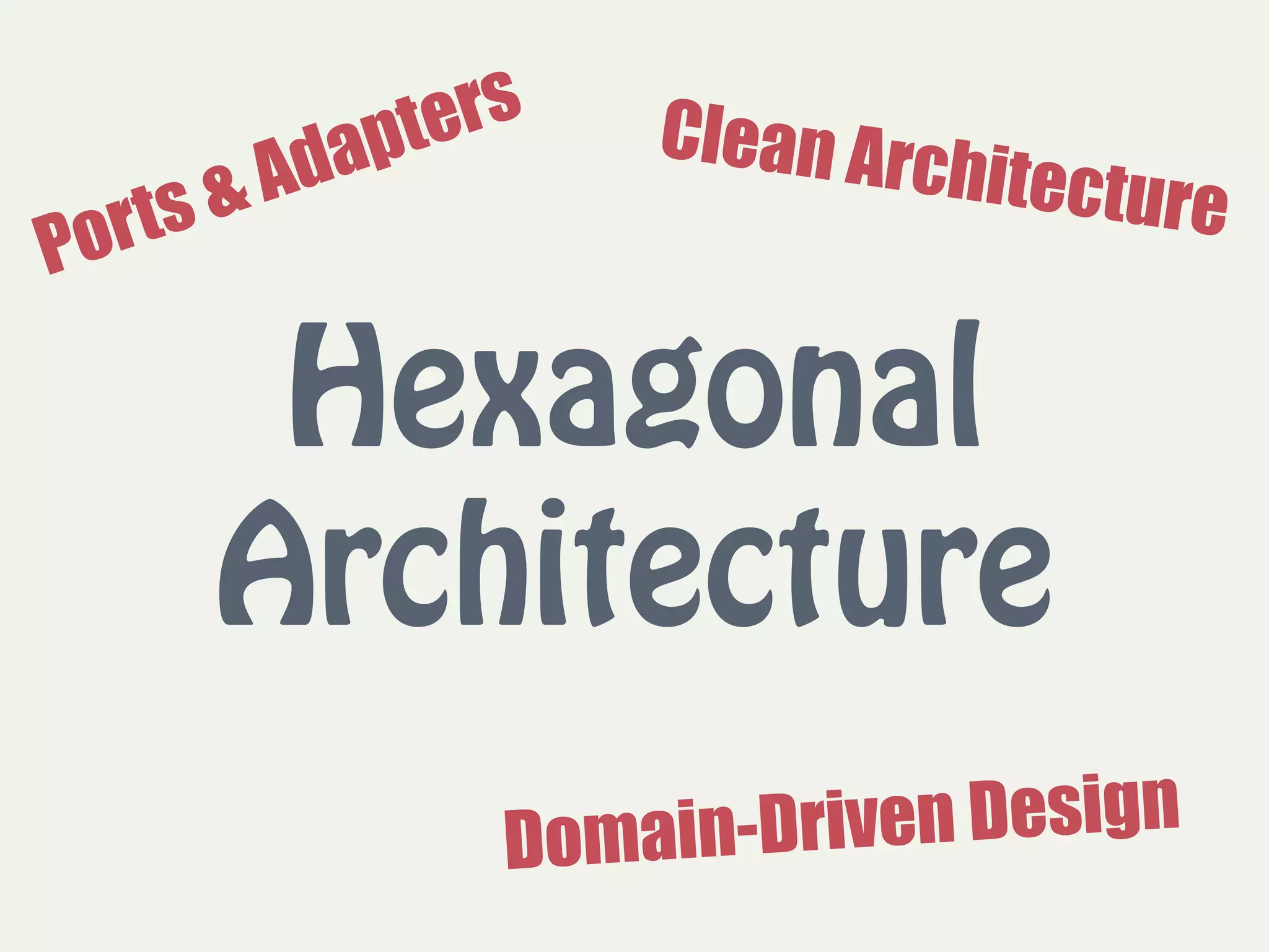 Hexagonal
Architecture
Domain-Driven Design
Clean Architecture
Ports & Adapters
 